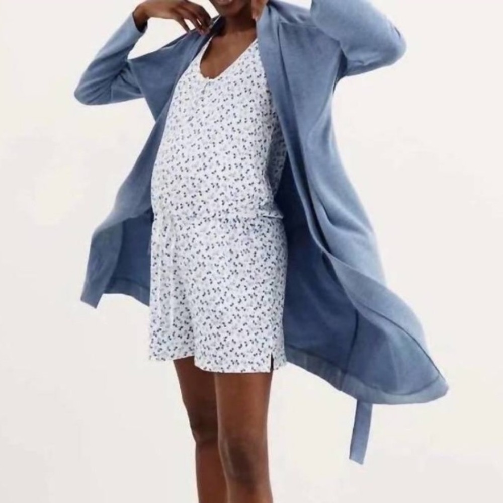 HATCH French Terry Robe Slate Blue Maternity Postpartum Small Cozy Soft Plush